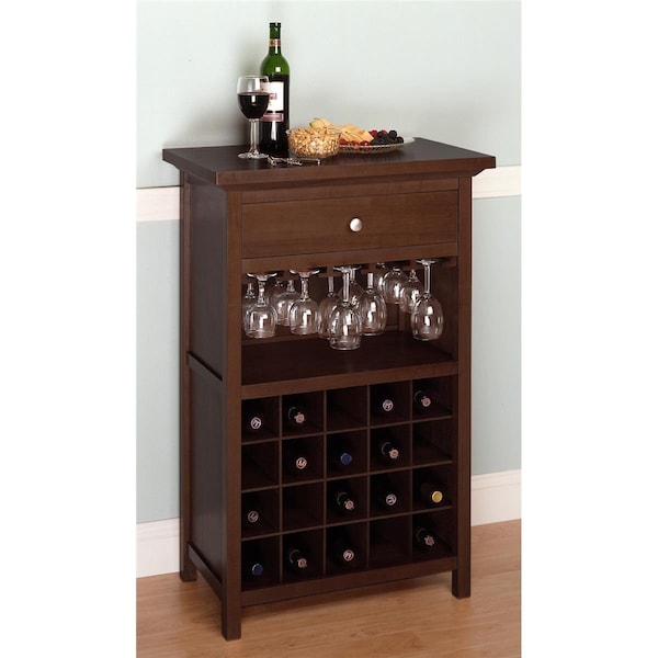 Bakebetter Walnut Beechwood WINE CABINET GLASS 20 BTL BA143683 - main